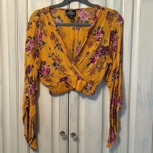 Yellow Belle Sleeve Crop Top